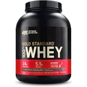 Optimum Nutrition Double Rich Chocolate 100% Whey Protein Powder 5-lb Tub for $55