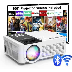 Hanwind Mini Projector and 100" Screen for $55