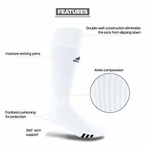 adidas Unisex Rivalry Soccer OTC Socks (2-Pair), White/ Black, Medium for $37