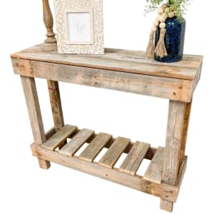 Del Hutson Designs Barnwood 38" Reclaimed Wood Sofa Console Table for $60
