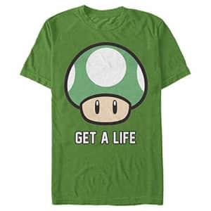 Nintendo Men's Super Mario 1-Up Mushroom Get A Life T-Shirt, Kelly, Small for $18