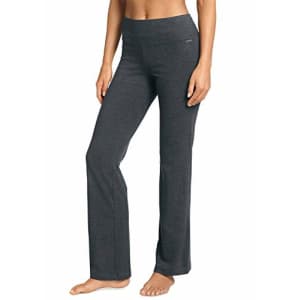 Jockey Women's Activewear Cotton Stretch Slim Bootleg Pant, Charcoal Grey Heather, XLP for $25