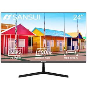 SANSUI Monitor 24 inch 100Hz IPS USB Type-C FHD 1080P Computer Display Built-in Speakers HDMI DP for $90