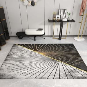 Modern Abstract Gray and Gold 5x7ft Living Room Area Rug for $97