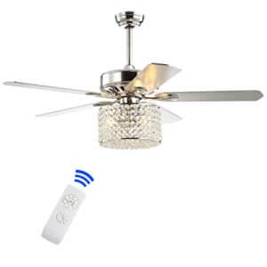 JONATHAN Y JYL9606A Brandy 52" 3-Light Crystal Prism Drum LED Ceiling Fan With Remote, for $201