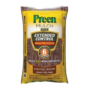 Preen Brown Pine Mulch with Weed Control 2-Cu Ft Bag for $5