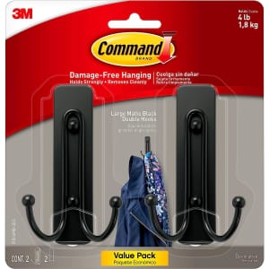 3M Command Large Wall Hook 2-Pack for $16