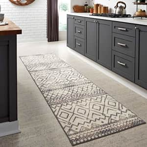Maples Rugs Abstract Diamond Modern Distressed Non Slip Runner Rug For Hallway Entry Way Floor for $42