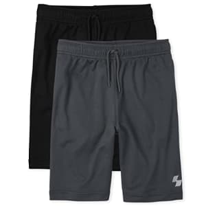 The Children's Place boys Mesh Performance Basketball Casual Shorts, Black/Charcoal 2 Pack, X-Small for $12