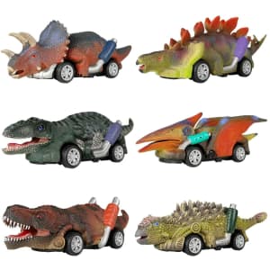 Dinosaur Pull Back Car 6-Pack for $8