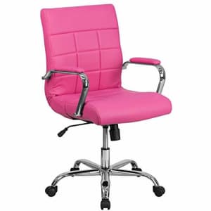 Flash Furniture Mid-Back Pink Vinyl Executive Swivel Office Chair with Chrome Base and Arms for $214 Flash Furniture Mid-Back Pink Vinyl Executive Swivel Office Chair with Chrome Base and Arms for $214