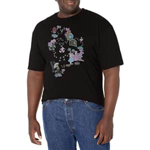 Disney Big Alice in Wonderland Chesire Map Men's Tops Short Sleeve Tee Shirt, Black, 4X-Large Tall for $8
