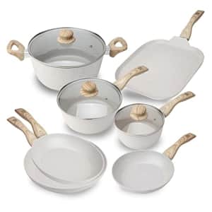 Country Kitchen 10 Piece Cookware Set- Non Stick Pots and Pans Set including Sauce Pans and Dutch Oven with Glass for $68