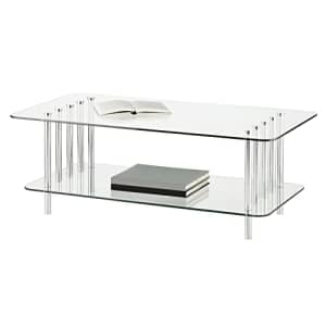 mDesign Long Glass Top Coffee Table - Modern Decorative Accent Metal Rectangular Furniture for for $127