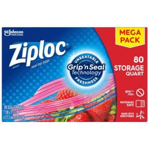 Ziploc 80-Count Quart Storage Bags for $7.56 via Sub & Save Ziploc 80-Count Quart Storage Bags for $7.56 via Sub & Save
