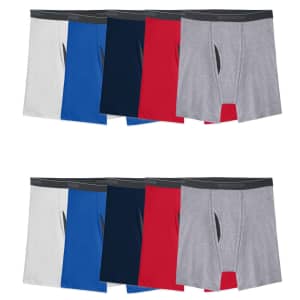 Fruit of the Loom Men's EverSoft CoolZone Fly Boxer Briefs 10-Pack for $19