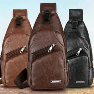 Men's PU Leather Shoulder Bag for $5