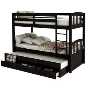 Harper & Bright Designs Chamblee Twin-over-Twin Bunk Bed w/ Trundle and Drawers for $590