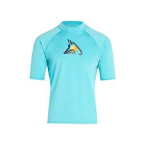 Kanu Surf Men's Mercury UPF 50+ Short Sleeve Sun Protective Rashguard Swim Shirt, Infinite Aqua, for $18 Kanu Surf Men's Mercury UPF 50+ Short Sleeve Sun Protective Rashguard Swim Shirt, Infinite Aqua, for $18