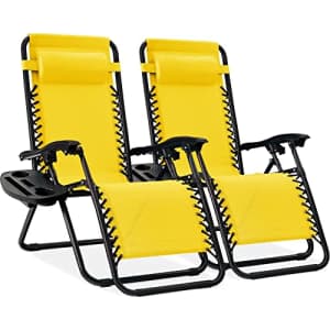 Best Choice Products Set of 2 Adjustable Zero Gravity Lounge Chair Recliners for Patio w/Side Tray for $100