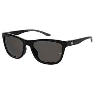 Under Armour Women's UA Play Up Square Sunglasses Polarized, Shiny Black, 55mm, 17mm for $51