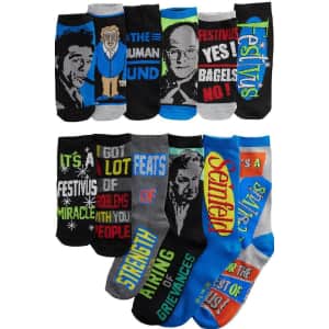 Men's 12 Days of Socks. Choose from 12 styles, all marked at $5, including the pictured are the 12 Days of Socks Men's Seinfeld Crew Socks ($20 off).