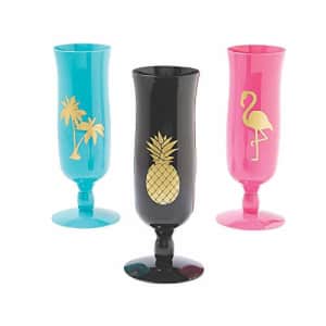 Fun Express Plastic Hurricane Glasses, Set of 6 - Each holds 14 oz - Luau, Tropcal Pool and Mardi Gras Party for $17