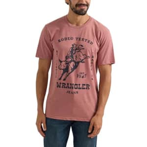 Wrangler Men's Western Crew Neck Short Sleeve Tee Shirt, Withered Rose Heather for $18