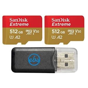 SanDisk Extreme (UHS-1 U3 / V30) A2 512GB MicroSD (2 Pack) Memory Card for GoPro Hero 9 Black for $115 SanDisk Extreme (UHS-1 U3 / V30) A2 512GB MicroSD (2 Pack) Memory Card for GoPro Hero 9 Black for $115