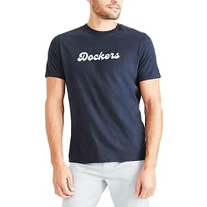 Dockers Men's Slim Fit Short Sleeve Graphic Tee Shirt, (New) Navy Blazer Blue, X-Large for $6