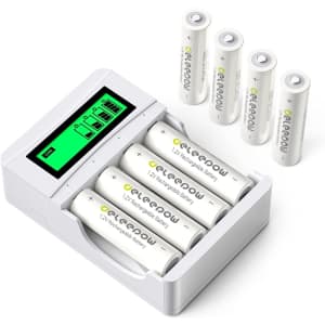 Deleepow Rechargeable AA Batteries 8-Pack w/ Charger for $14