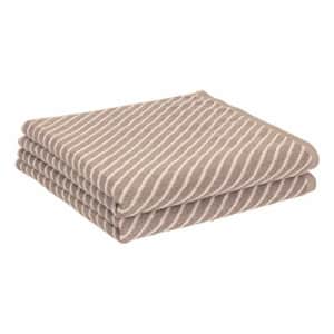AmazonBasics Reversible Diagonal Stripe Jacquard Bath Towel - 2-Pack, Delicate Fawn / Cocoa Powder for $23