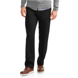 George Men's Wrinkle Resistant Flat Front Twill Pants for $13