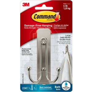 Command Large Double Bathroom Wall Hook for $9