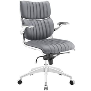 Modway Escape Ribbed Faux Leather Ergonomic Computer Desk Office Chair in Gray for $323