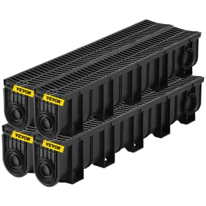 Vevor 5.9x7.5" HDPE Trench Drain System 4-Pack for $76