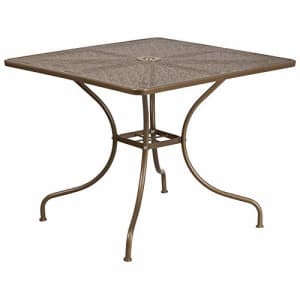 Flash Furniture Commercial Grade 35.5" Square Gold Indoor-Outdoor Steel Patio Table for $108