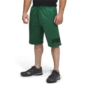 PUMA Men's Big Fleece Logo 10" Shorts, Vine, Small for $23