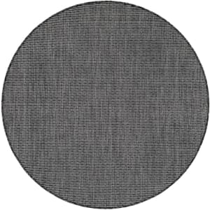 Unique Loom Outdoor Solid Collection Area Rug (4' 1" Round Black/Ivory) for $30 Unique Loom Outdoor Solid Collection Area Rug (4' 1" Round Black/Ivory) for $30