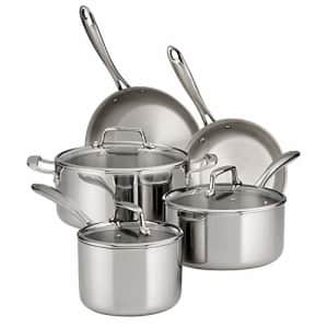 Tramontina Stainless Steel Tri-Ply Clad 8-Piece Cookware Set, Glass Lids, 80116/1010DS for $175