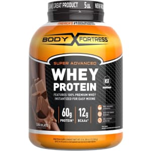 Body Fortress Whey Protein Powder 5-lb. Tub for $31 via Sub & Save