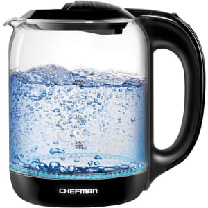 Chefman 1.7L Glass Electric Tea Kettle for $18