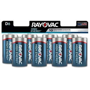 Rayovac D Batteries, Alkaline D Cell Batteries (8 Battery Count) for $13