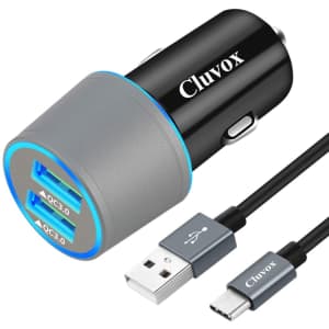 Cluvox USB to Type- C Car Charger for $10