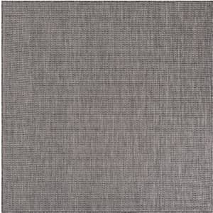 Unique Loom Outdoor Solid Collection Area Rug (6' 1" Square Black/Ivory) for $60 Unique Loom Outdoor Solid Collection Area Rug (6' 1" Square Black/Ivory) for $60
