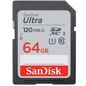 SanDisk 64GB SDXC SD Ultra Memory Card Class 10 Works with Canon EOS Rebel SL3, SL2, SL1 Digital for $14