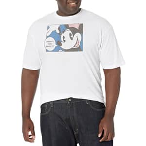Disney Big & Tall Classic Mickey Pop Minnie Men's Tops Short Sleeve Tee Shirt, White, XX-Large Tall for $8
