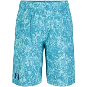 Under Armour Boys' Printed Boost Short, Elastic Waistband, Blue SURF Speckle for $17