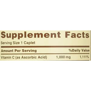 Sundown Naturals Vitamin Supplement High Potency Vitamin C 1000 mg - 300 Caplets for $31