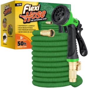 Flexi Hose 50-Foot Garden Hose with 8 Function Nozzle for $60